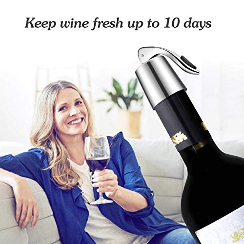 2-Pack Stainless Steel Wine Stoppers - Airtight Leakproof Bottle Sealers