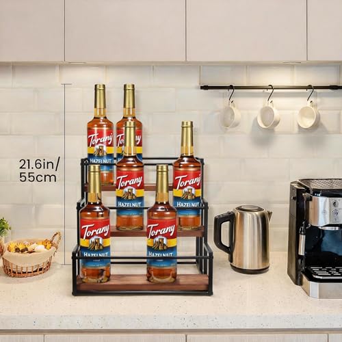 3-Tier Coffee Syrup Organizer Rack for 12 Bottles - Countertop Stand