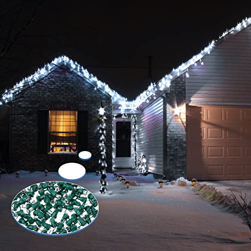 Honoson 5mm Christmas String Lights Replacement Bulbs Cold White 180 Count, Green Base