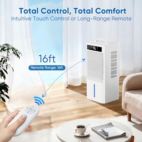 Portable Evaporative Air Cooler Fan 2 Modes, 6 Speeds, 20H Cooling 38dB