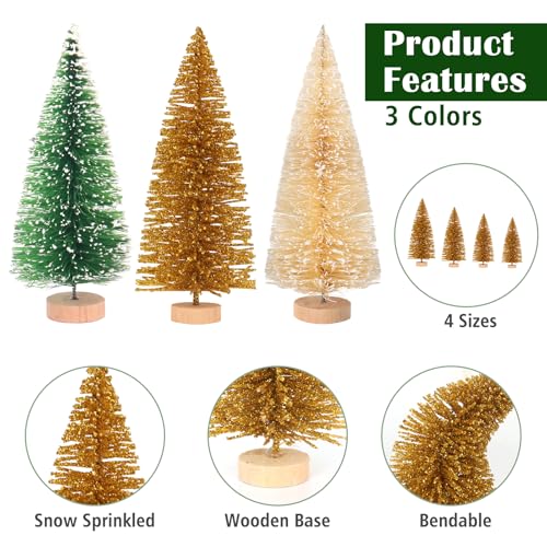 LOYUDEQIU Miniature Pine Tree Christmas Decor 24pcs Silver, Gold, Green
