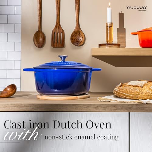Enameled Cast Iron Dutch Oven Pot with Lid - 6.4 Quart Casserole Dish