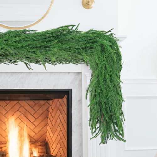 6 Ft Norfolk Pine Garland, Real Touch 2-Piece Christmas Garland - Phoncoo