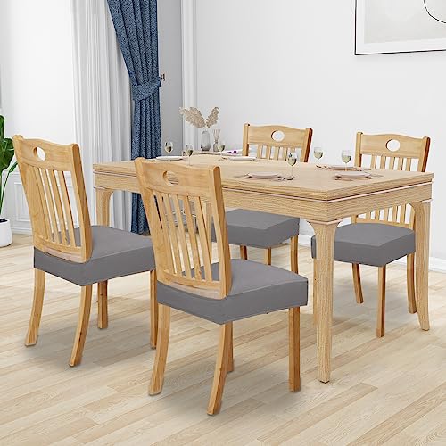 Waterproof Dining Chair Seat Covers - Set of 4, Light Gray