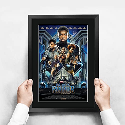 Black Panther Chadwick Boseman Movie Poster 16x12 Frame Signed Autograph Gift