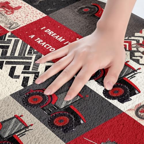 Tractor Bath Mat for Kids, 16x24 Inch Non-Slip Farm Vehicle Bathroom Rug