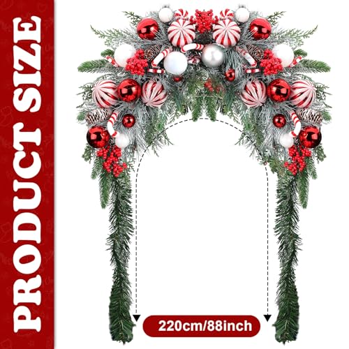 88-Inch Artificial Christmas Mailbox Swag, Red and Green Holiday Decor