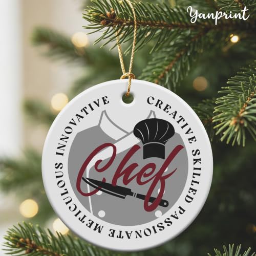Ceramic Christmas Ornament for Chef - Kitchen Lover Gift, Hanging Decor