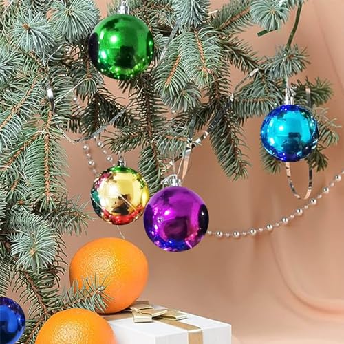 1.2-Inch Mini Christmas Ball Ornaments - 24-Pack Glitter Holiday Decor