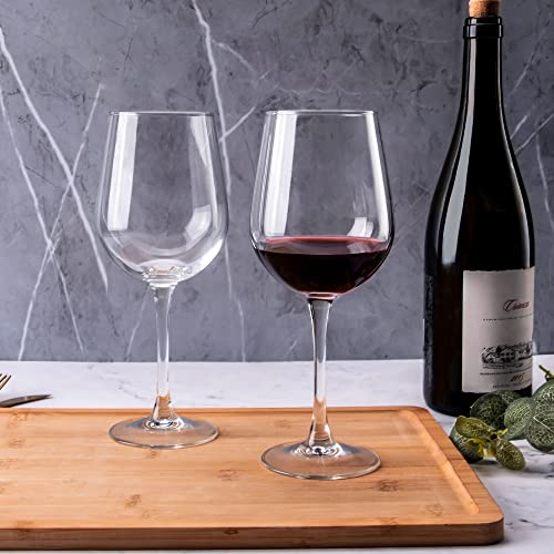 Tempered Glass Wine Glasses Set - 15.5 oz Stemware for Red or White Wine (8 Pack)