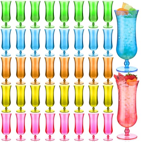 40 Pack 15oz Colorful Plastic Hurricane Glasses for Summer Parties