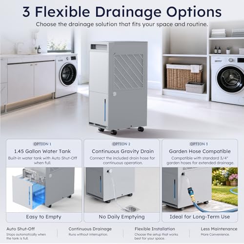 100 Pint Large Dehumidifier with Pump for Basement and Garage