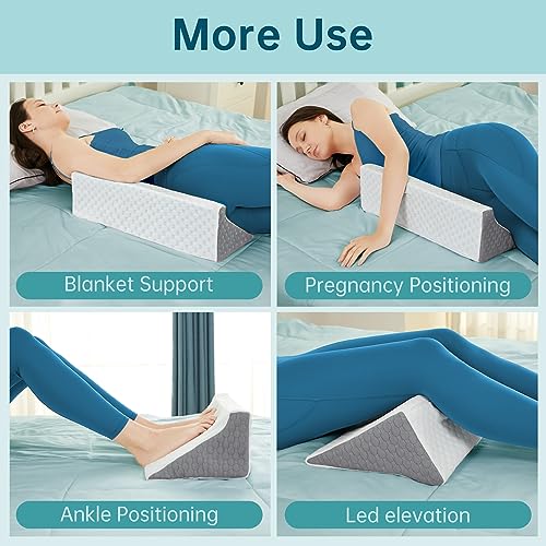 Wedge Pillow for Side Sleeping Support - Memory Foam, Washable Cover