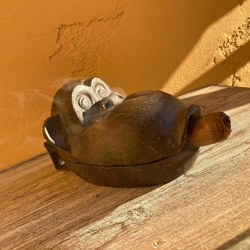 Cast Iron Monkey Cigar Ashtray - Unique Smoking Accessory for Men