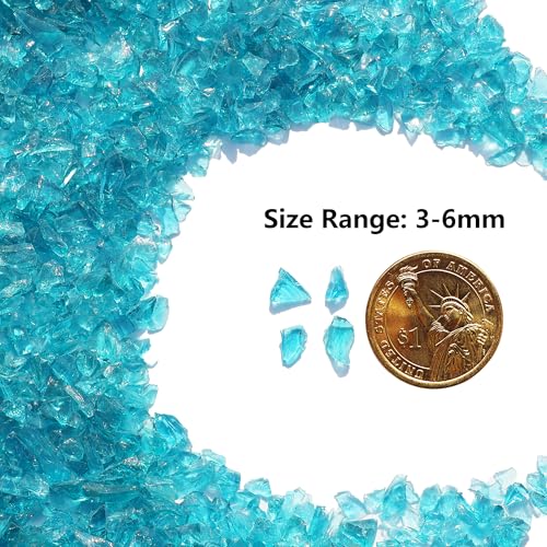 Turquoise Crushed Glass for Resin Art & Crafts - 3-6mm Chips (0.9 lb)