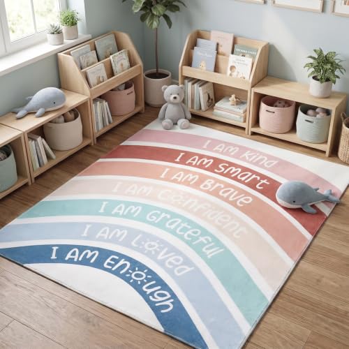 Boho Rainbow Calm Corner Rug 3.3 x 4 ft - Positive Affirmation Floor Mat