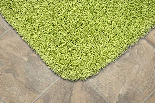 2-Piece Shaggy Bathroom Rug Set, Non-Slip Washable Nylon Bath Mats, Lime