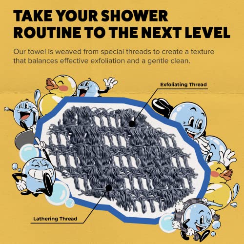GOSHI Exfoliating Shower Towel - Long Body Scrubber, Grey