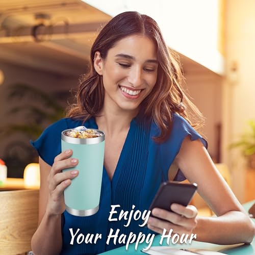 20 oz Stainless Steel Tumblers Set of 12 with Lids - Turquoise, Double Wall, BPA-free