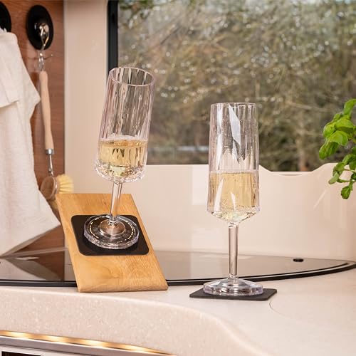 Magnetic Sparkling Wine Glasses with Nano Gel Pads - Set of 2
