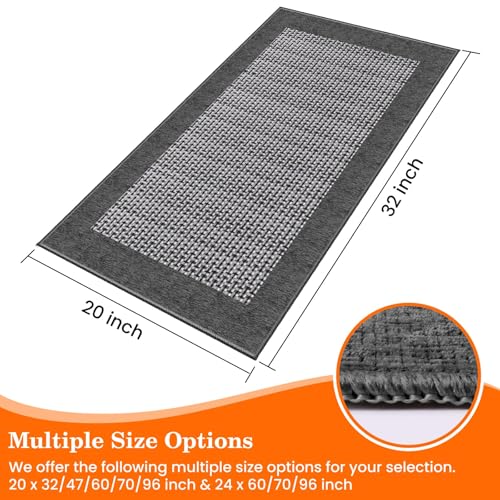Non-Slip Chenille Kitchen Rug - Absorbent 32" x 20" Grey Floor Mat