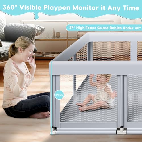 Large Baby Playpen 74x50 Indoor Outdoor Safety Play Yard with Breathable Mesh