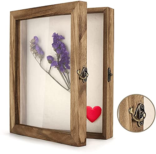 8x10 Shadow Box Display Case with Hinged Glass Door and Wood Frame