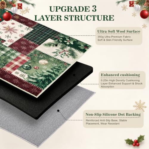 AtawLege 6' x 9' Christmas Area Rug - Red & Green Patchwork w/ Snowflake & Pine