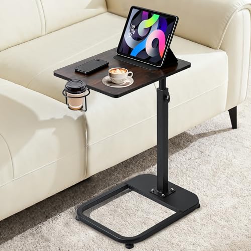 Adjustable C-Shaped TV Tray Table for Couch and Bed, Laptop Snack Desk