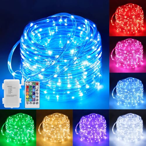 53ft 160 LED Waterproof Rope Lights, Battery & USB Powered Color Changing