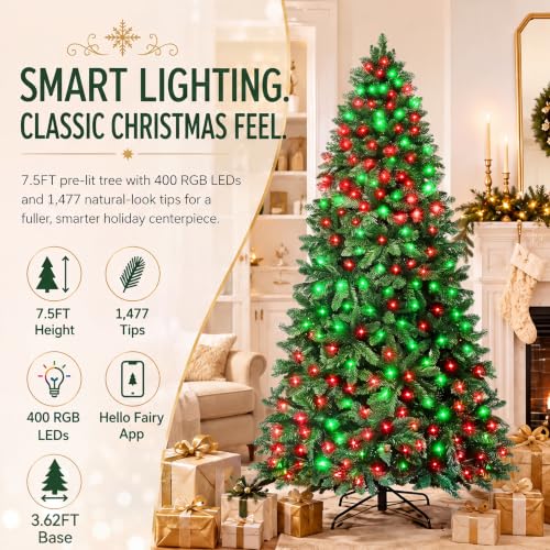 Avatar Controls 7.5FT Smart RGB Pre-Lit Artificial Christmas Tree - Green