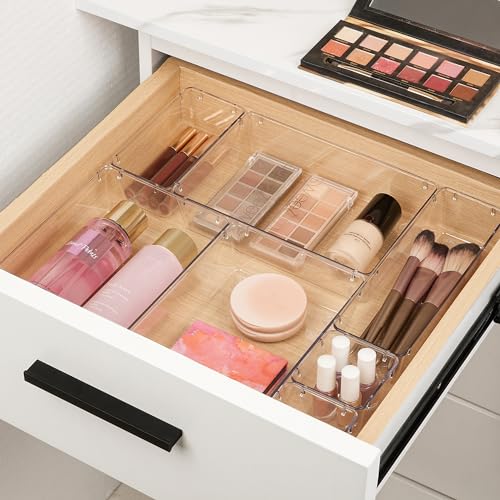 Vtopmart Clear Drawer Organizer Bins Set - 4 Sizes for Makeup & Home Storage