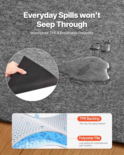 Non-Slip Rug Pad 10x14 ft, Felt and Rubber Carpet Mat for Hardwood Floors