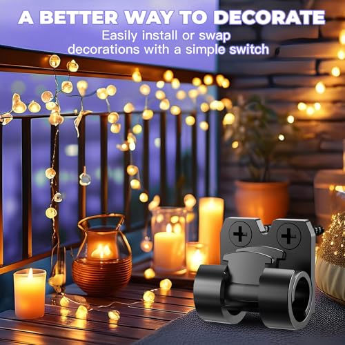 VEXON 50Pcs Black Outdoor String Light Hooks with Waterproof Adhesive - Christmas & Balcony Decor Clips