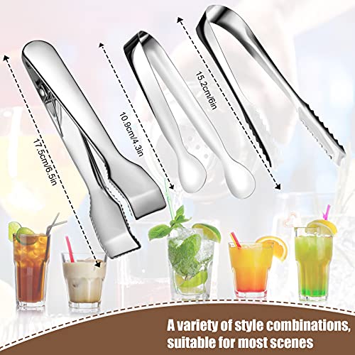 Sieral Silver 4-Piece Ice Tongs and Scoop Set for Bar & Kitchen - Food & Drink