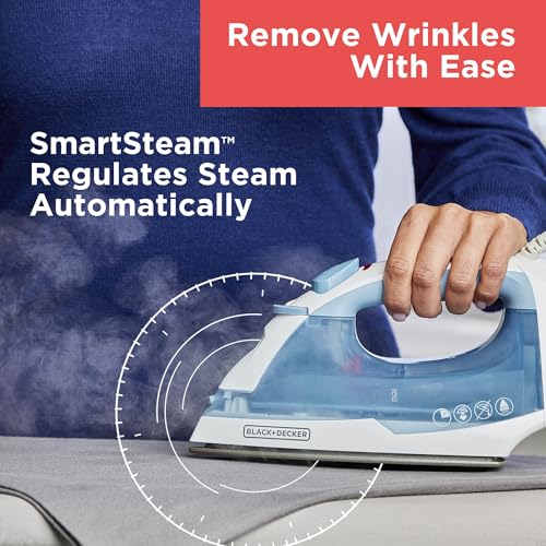 BLACK+DECKER Steam Iron for Clothes with Auto Shutoff & Nonstick Soleplate