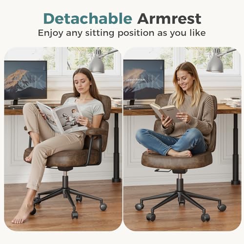 Ergonomic PU Leather Office Desk Chair with Lumbar Support and Swivel