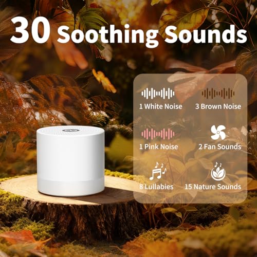 Mini Portable White Noise Machine with 30 Soothing Sounds & Timer