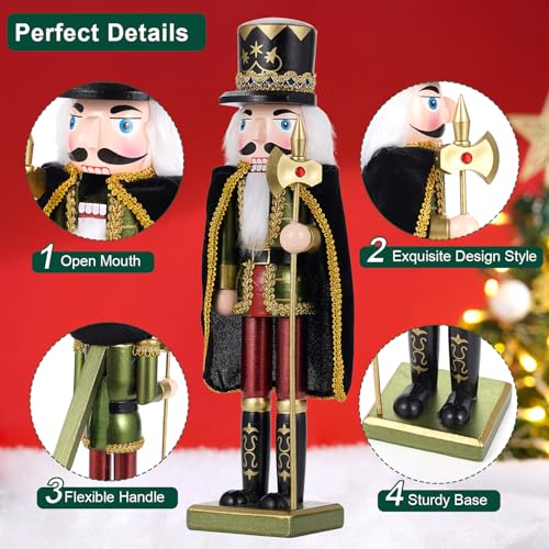 2-Piece Wooden Christmas Nutcracker Soldier Figures - 38cm Holiday Decor