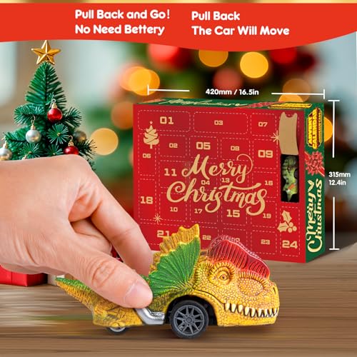 Dinosaur Monster Truck Advent Calendar - 24 Day Countdown with Play Map