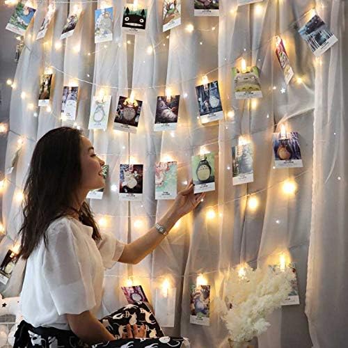 CozyHome - 5.5YD LED Photo String Lights with Clips & Timer Remote | Fairy Light Decor for Teen Rooms