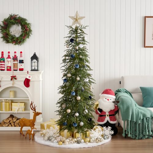 VeriNaTural 6ft Prelit Slim Artificial Christmas Tree with Warm White LED Lights