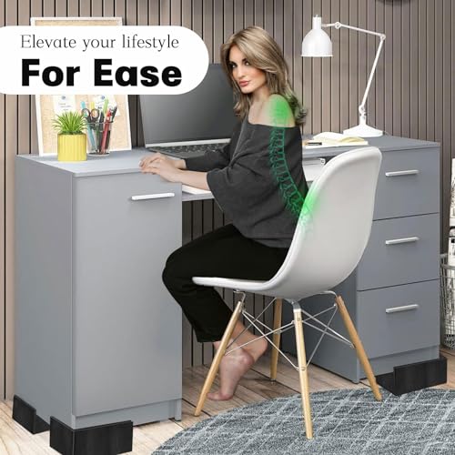 5-Inch Heavy Duty Bed Risers - 4 Pack Black Furniture Elevators