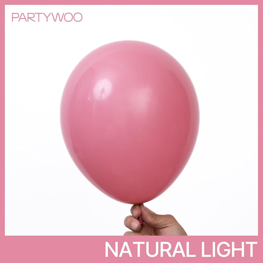 PartyWoo Mauve Balloons - 140-Piece Set in Dusty Pink & Blush for Baby Showers, Weddings & Parties | Various Sizes
