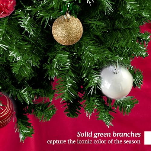 6ft Unlit Artificial Christmas Tree - Dense Hinged Pine Tree with Stand