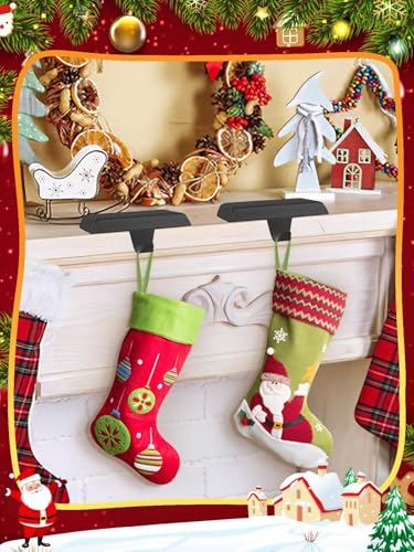 EBANKU Christmas Stocking Holders 8 Pack, Black, 5x2.7 Inches, Rust-Resistant