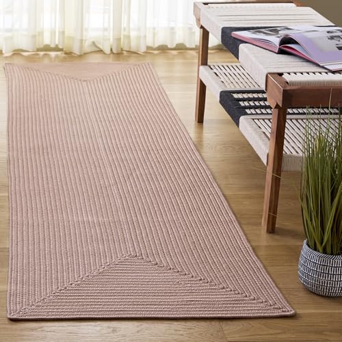 Braided Indoor/Outdoor Runner Rug, Washable Peach Area Rug, 2'3" x 8'