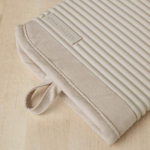 KitchenAid Ribbed Soft Silicone Oven Mitts 2-Pack Set, Milkshake Tan, 7.5x13"