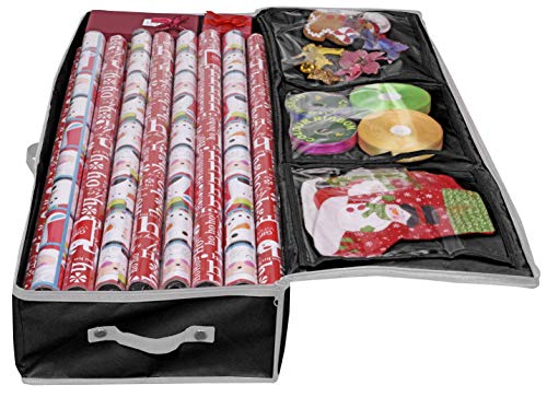 Wrapping Paper Storage Container Under Bed Gift Wrap Organizer Black