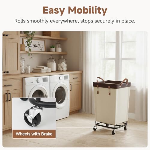 160L Rolling Laundry Basket with Wheels, Large Portable Laundry Hamper